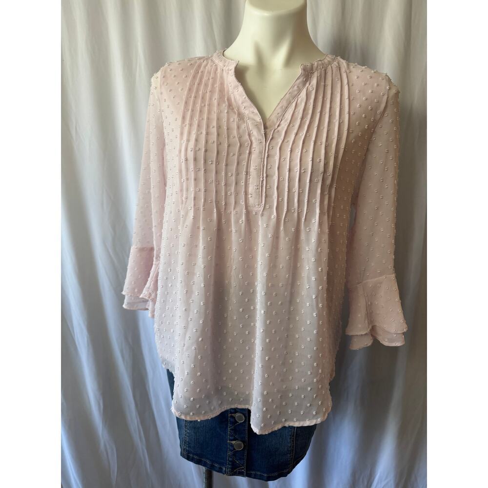 Charter Club Pink Swiss Dot Blouse - Petite Medium